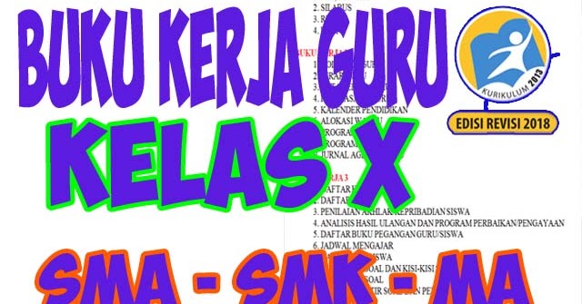 Buku Kerja Guru Sma Kelas X Lengkap Semua Pelajaran Rpp 1 Lembar