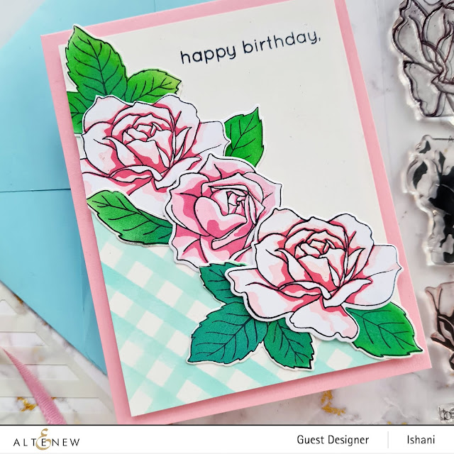 How to use layering stamps? Altenew Roses card, Embossing folder card, Craft your life Project kit - Garden rose, How to use embossing folder video tutorial,  Altenew Garden rose, Rose card, heat embossing with embossing folders,  Quillish, Ishani