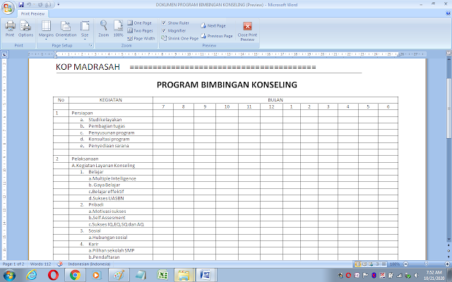 Format Program bimbingan dan konseling di sekolah dan madrasah