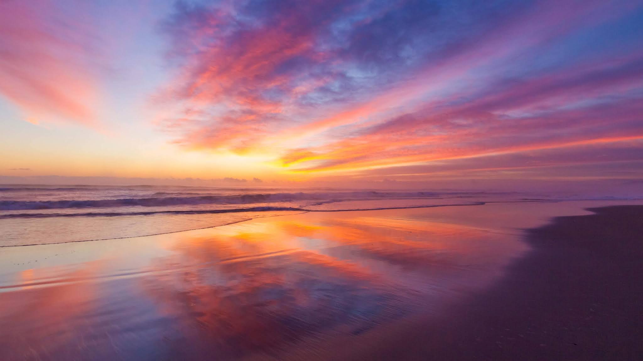 Wallpaper Beautiful Evening Beach Sunset - XFXWallpapers