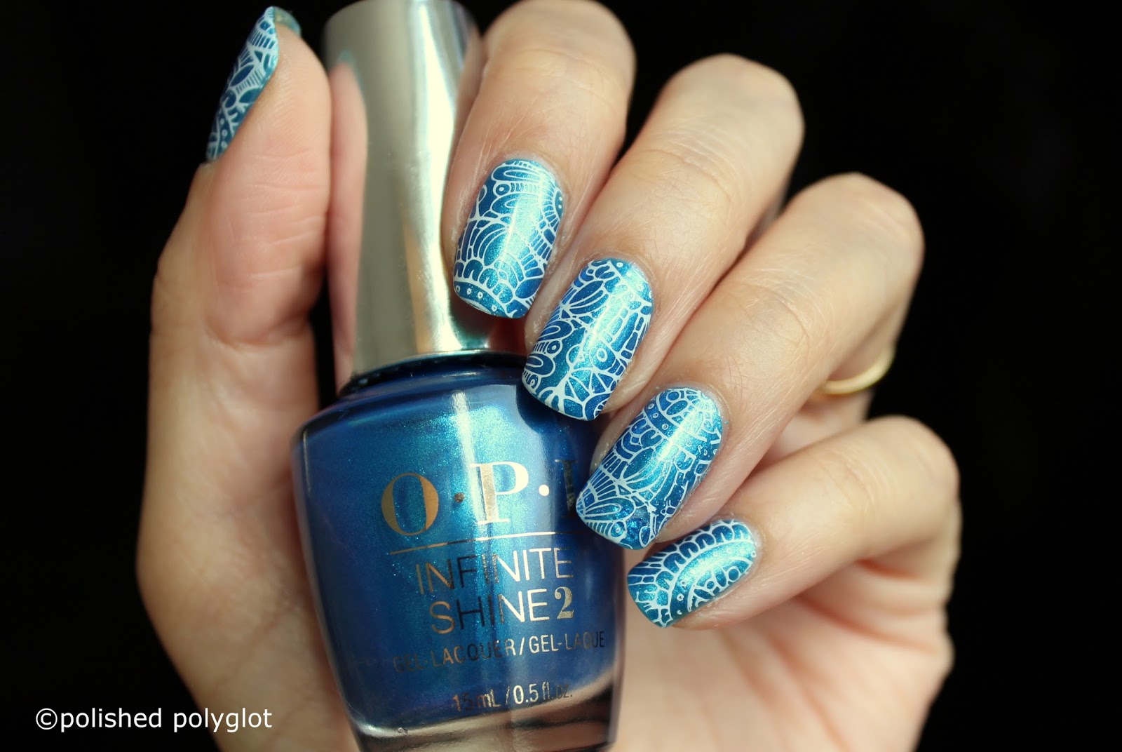 Nail art │ Simple blue Floral [26GNAI] / Polished Polyglot