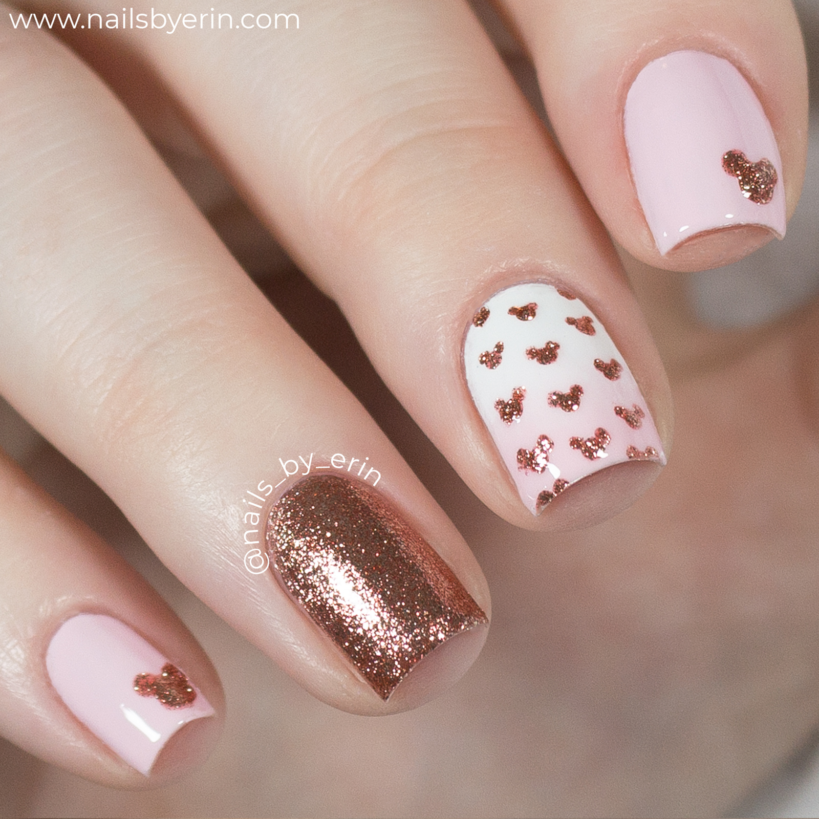 NailsByErin: Rose Gold Minnie Mouse Nails | Disney Nail Art!