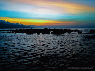 Peaceful Countryside Sunset Beach Scenery Of Tropical Rocky Fishing Beach At Umeanyar Village North Bali Indonesia