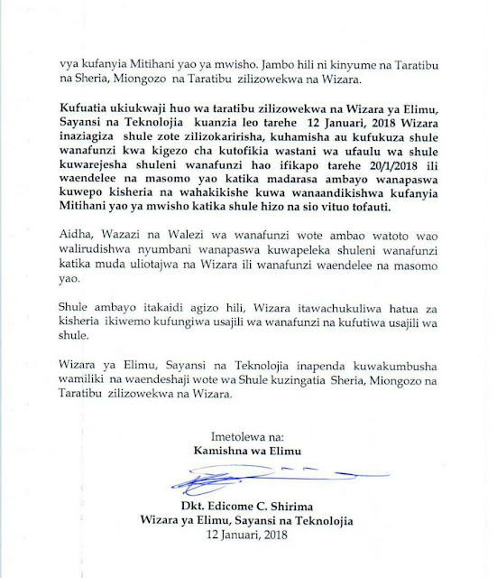 Public Notice From Ministry of Education, Science and Technology