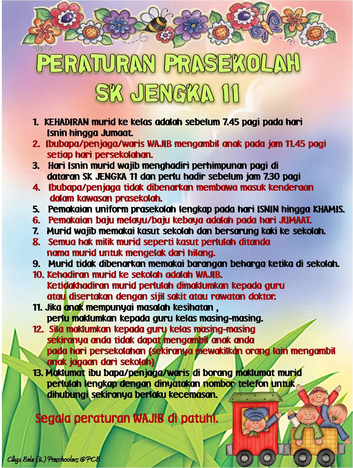 Cikgu Eela Il Preschoolers Pce Peraturan Prasekolah Sk Jengka Peraturan Prasekolah Sk Jengka Sebelas