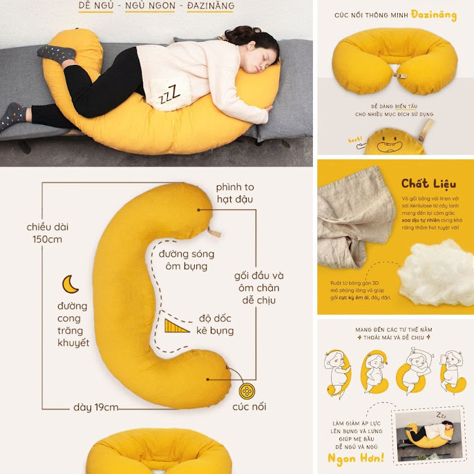 [A159] Gối bà bầu cao cấp giá bao nhiêu? Địa chỉ mua gối dành cho bà bầu