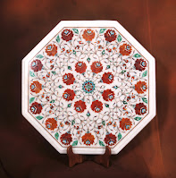 Carnelian Table Top in White Marble