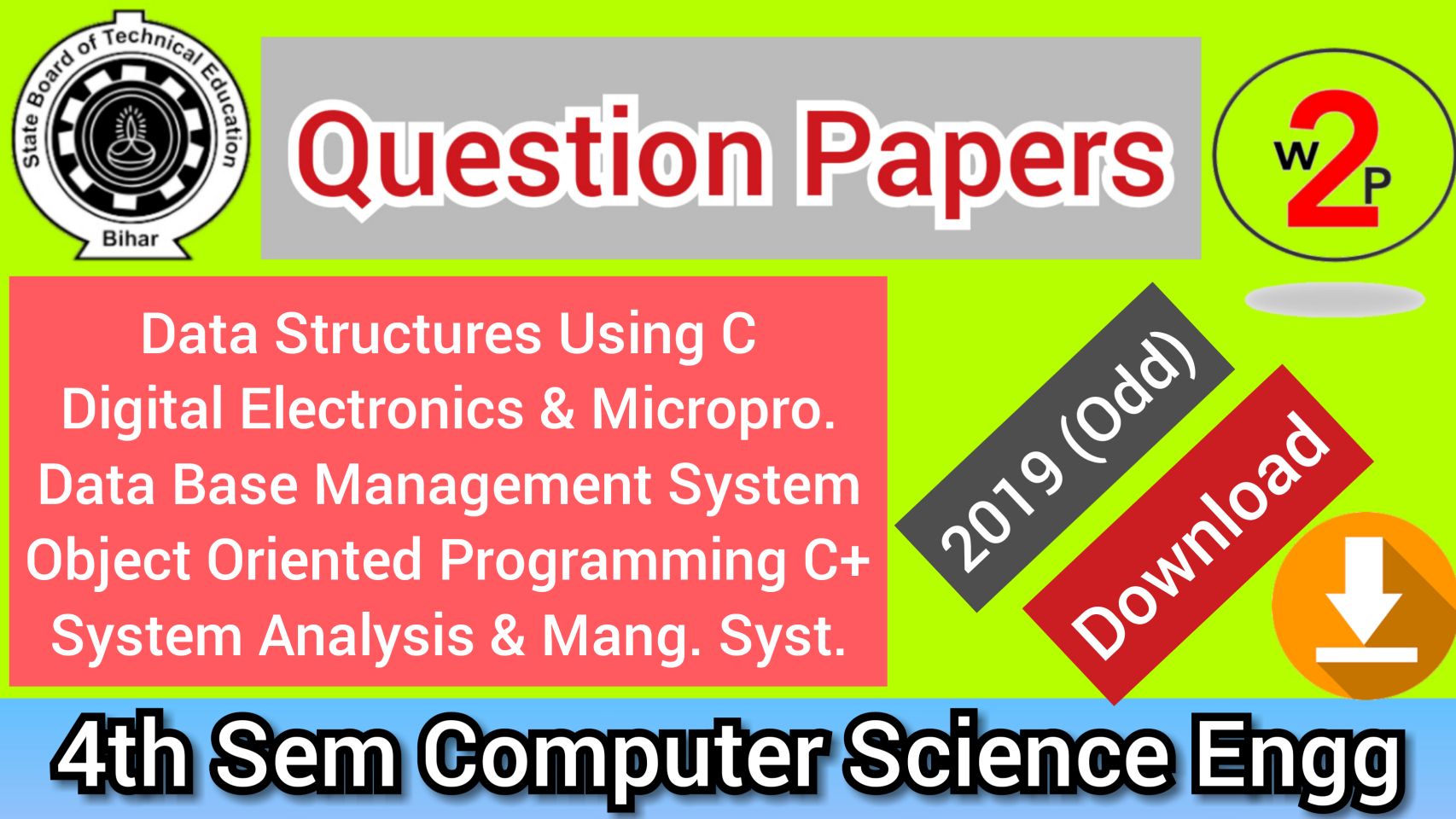 Computer Science Engg. 4th Semester Question Papers of 2019 SBTE