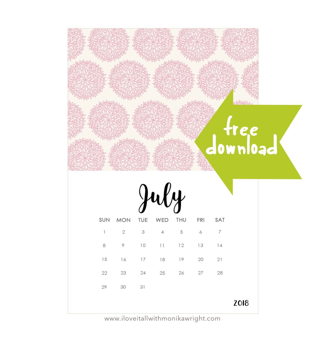 Free July Calendar Download