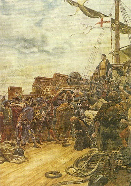 10 Октября 1492го года, после месячного плавания, на судне возникла попытка бунта. Только благодаря непреклонной воле Колумба плавание продолжалось.