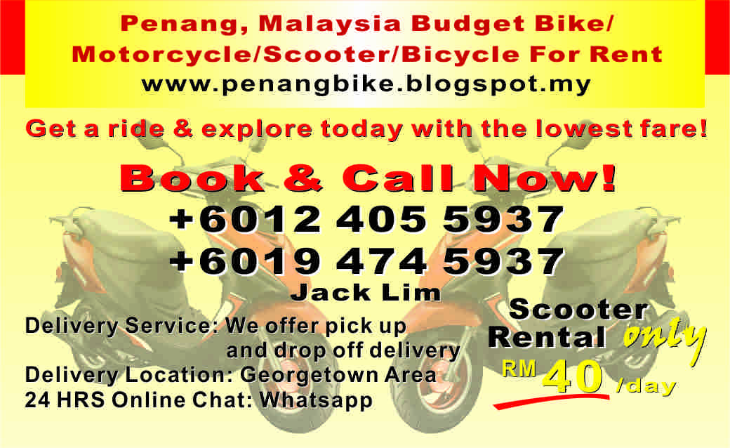 Sewa Motor Penang/Motorbike Rental Penang/Motorcycle Rental Penang