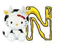 Alfabeto de Hello Kitty disfrazada de vaquita N.
