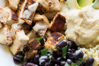 Cilantro Lime Quinoa Bowls with Hummus Vinaigrette