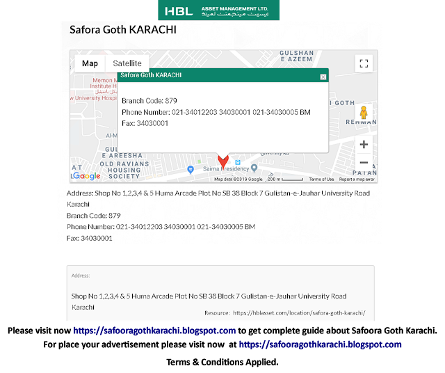 Habib Bank Limited(HBL) Safoora Goth Karachi Branch Postal Code and