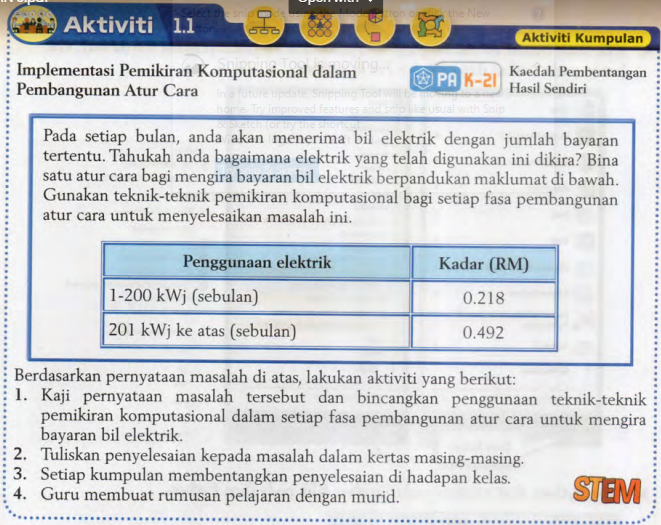 Kompetensi komputasional jawapan pemikiran Asas Sains