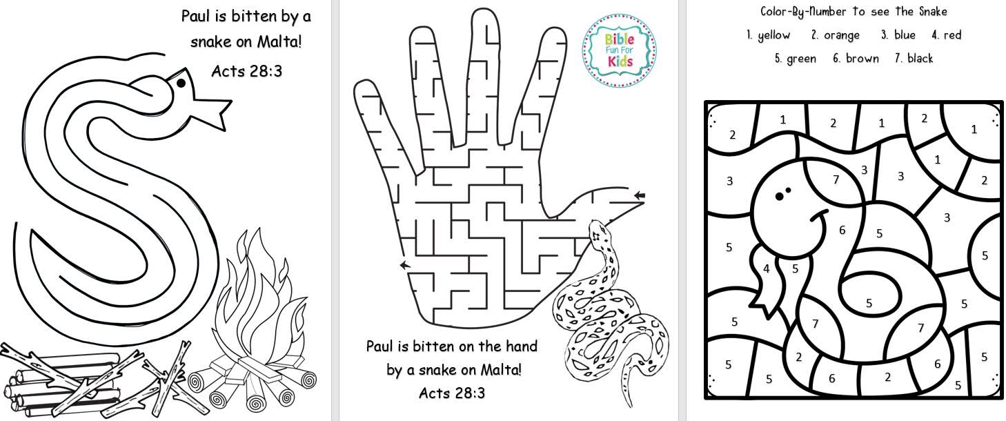 Paul on the Island of Malta Bible Fun For Kids
