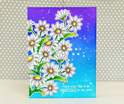 Special Birthday Daisies Card by Samantha Mann for Newton's Nook Designs, flowers, cards, card making, handmade cards, ink blending #newtonsnookdesigns #inkblending #distressinks #daisies