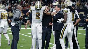 New Orleans Saints Jameis Winston Taken Off Due To Knee Injury.