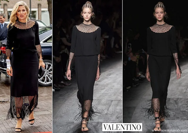 Queen Maxima wore a black dress from Valentino Spring Summer 2016 Collection