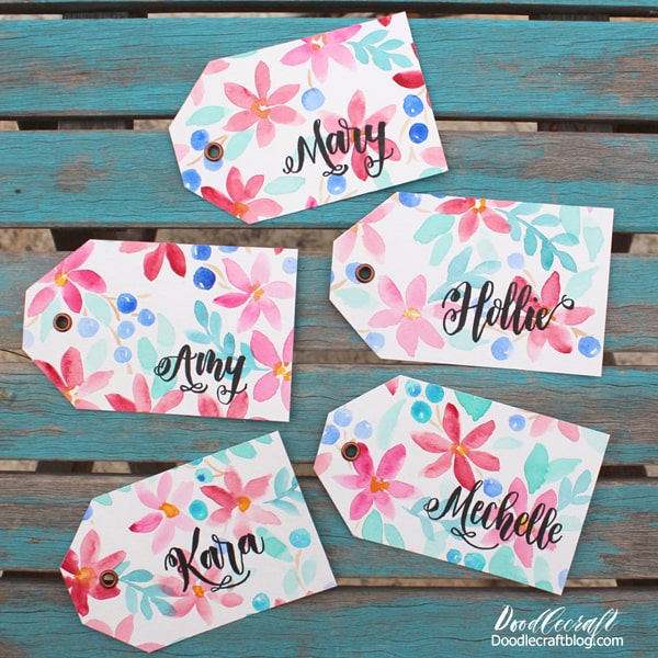 Watercolor gift tags