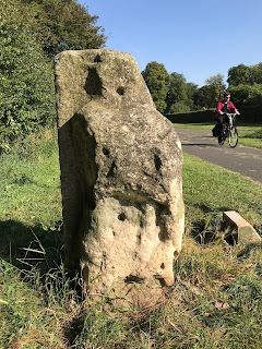 A picture showing the Hob Stone on Little Hob Moor.  It is very pitted and the carving on it is almost impossible to see it has been so worn away by time and the weather.  Photo by Kevin Nosferatu for the Skulferatu Project.