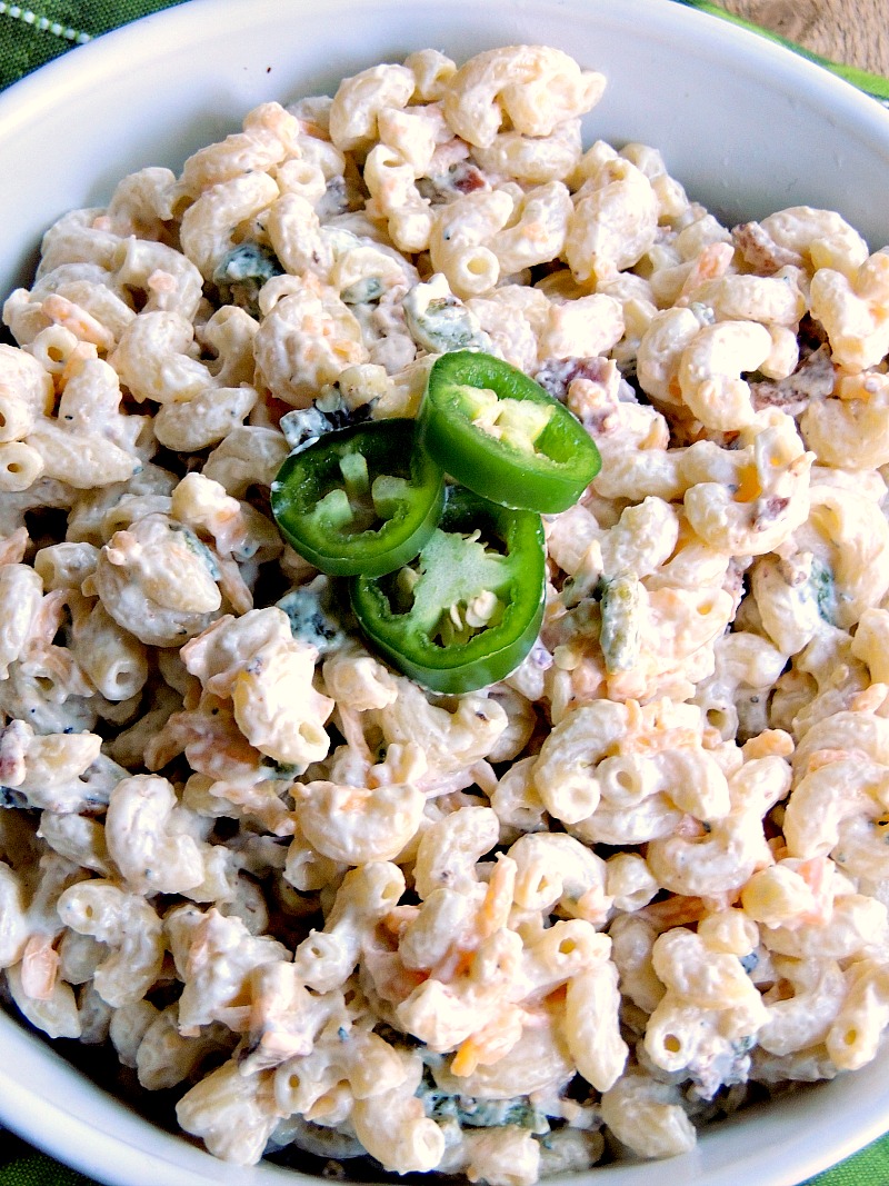 Jalapeno Popper Pasta Salad - All of the flavors of your favorite appetizer come together in this delicious pasta salad that is perfect for your next picnic or BBQ. From www.bobbiskozykitchen.com