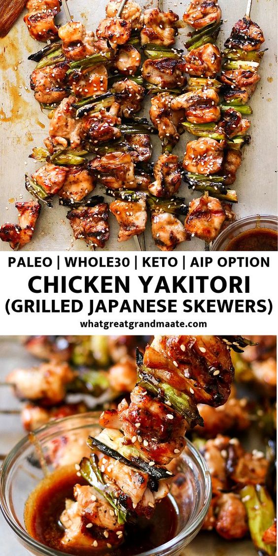 Paleo Chicken Yakitori aka Japanese Chicken Skewers - Kitchen Hollal