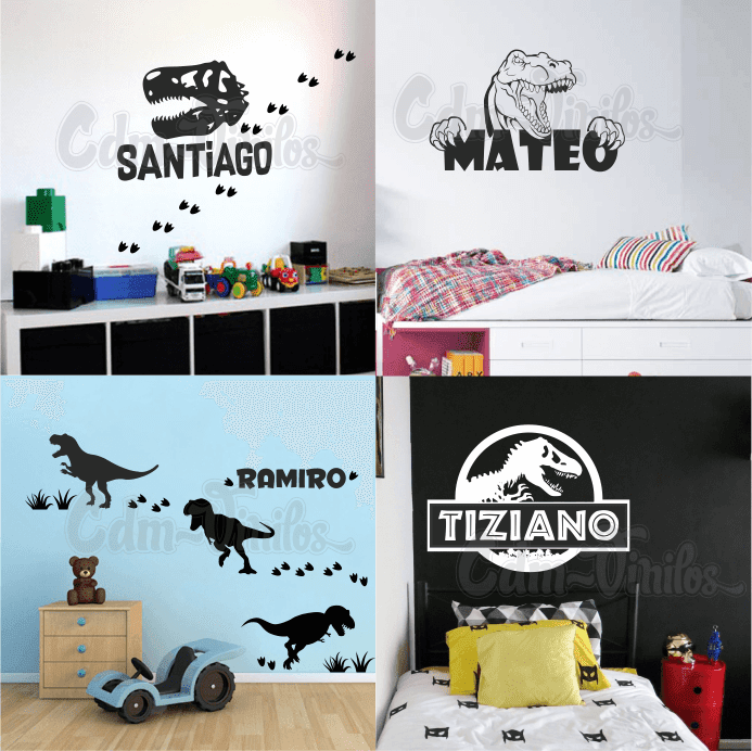 VINILO INFANTIL DINOSAURIO T-REX NOMBRE PERSONALIZADO | CDM Vinilos