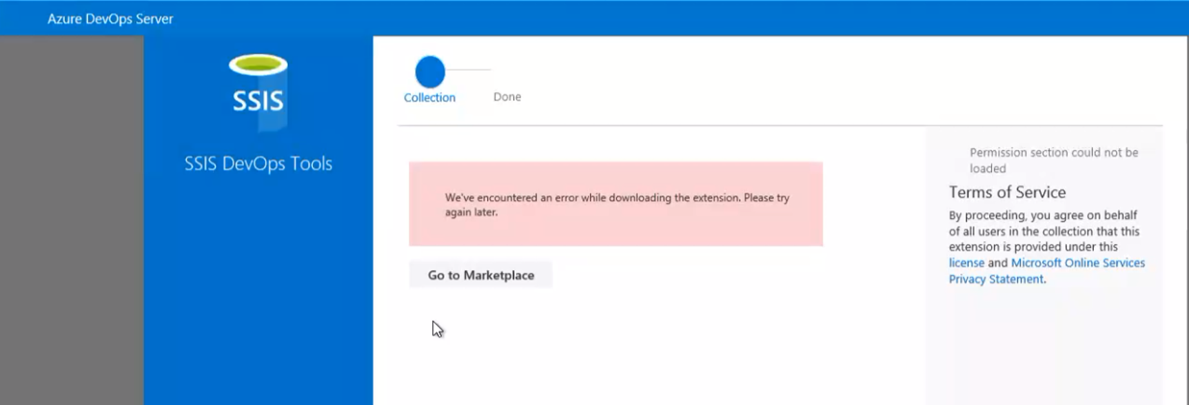 Welcome To TechBrothersIT: Unable to install SSIS Devops Tools from  Marketplace on-premises- We've encountered an error while downloading the  extension. Please try again later