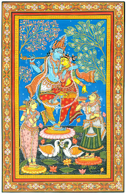 Painting of Dancing Radha Krishna with Gopis