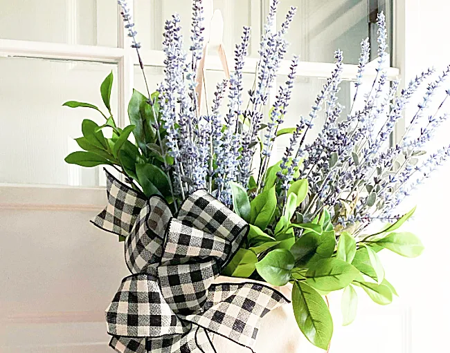 lavender and greens with a buffalo check bow