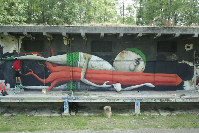 street artist zed1 at work in romania