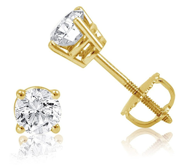 Yellow Gold Diamond Stud Earrings