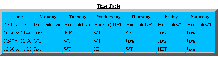 Timetable