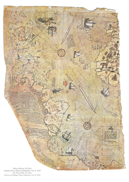 Карта мира турецкого адмирала Пири Рейса 1513 года.  Фото: Public Domain