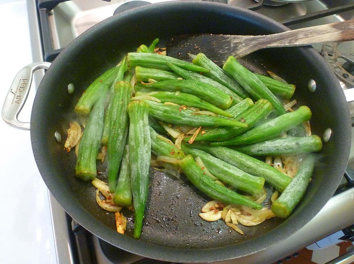 Living the life in SaintAignan Spicy panroasted okra with onions and