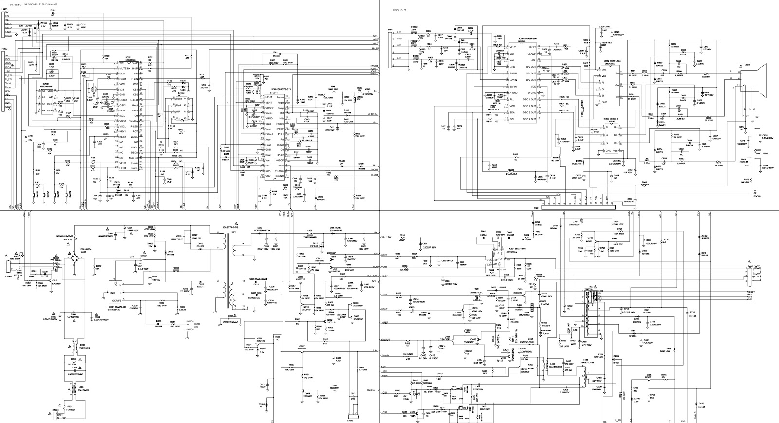 Schematic Diagrams: HP 7540 - 17 inch CRT monitor - Circuit Daigram