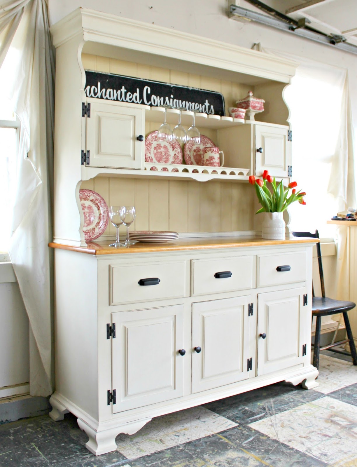 Heir and Space A Vintage Hutch in Linen and Ivory