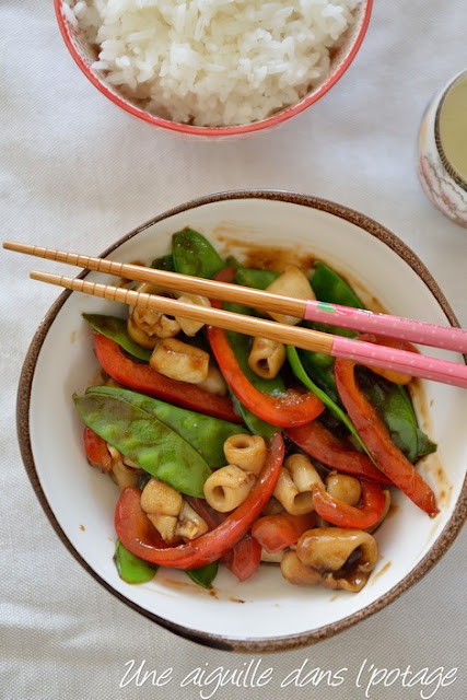 Calamar poêlé aux petits légumes 