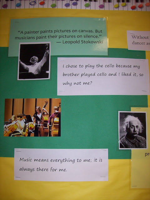 Music In Our Schools Month bulletin board with quotes