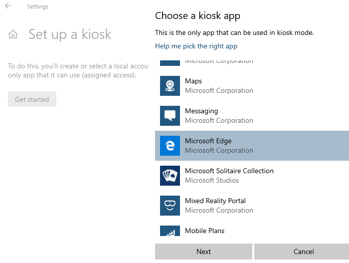 Windows Edge Legacy KIOSK