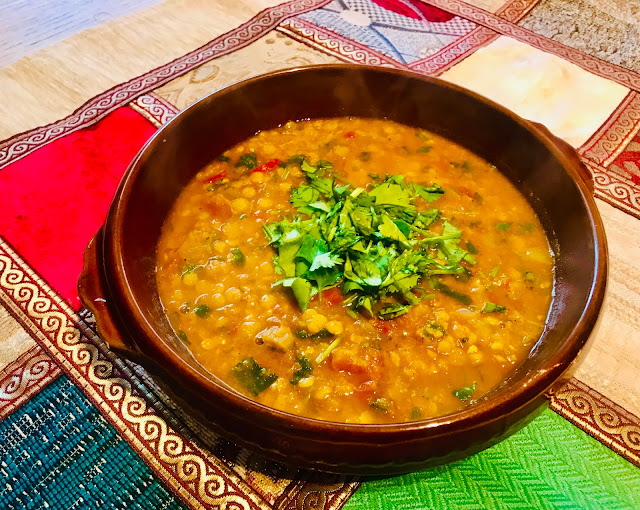 Tadka Dal - yellow lentils and tomatoes with Indian spices