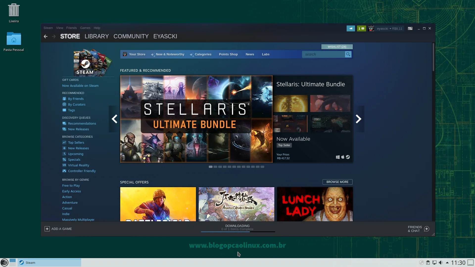 Steam executando no openSUSE Leap 15.3 com desktop KDE Plasma