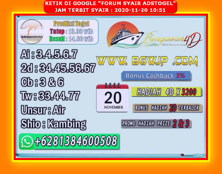 Syair Sydney Jumat 20 November 2020 Royal Syair