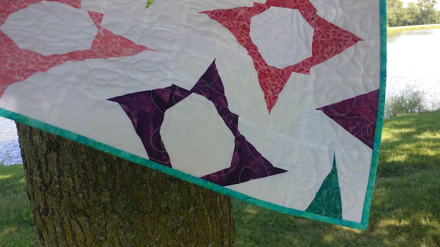 Improv star quilt using Island Batik fabrics and Aurifil thread