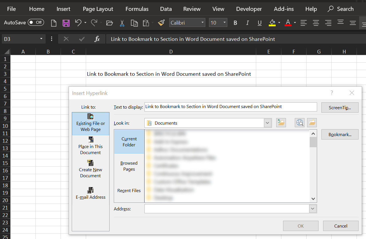 Linking to Bookmark in Word Document Saved on SharePoint Success Trending