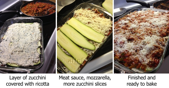 Zucchini Lasagna, assembling lasagna