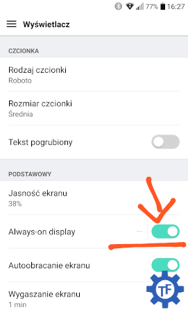 Przełącznik always on display