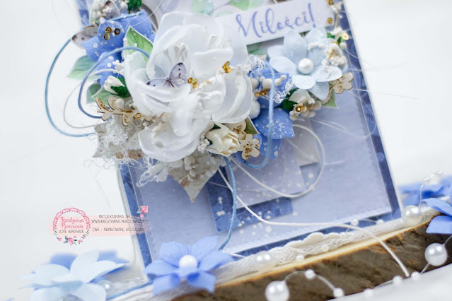 Kartka ślubna w odcieniach błękitu z kolekcji Serenity od LEmonCraft.