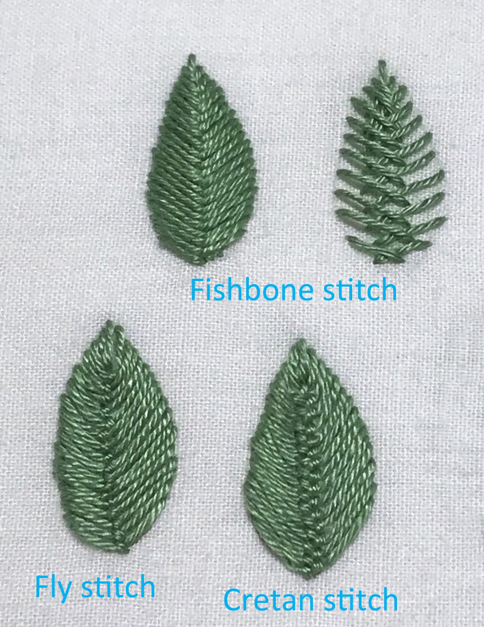 Leaf Sampler - Part 3, Fishbone stitch